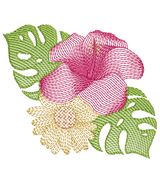 Matriz de Bordado Hibisco - Rippled
